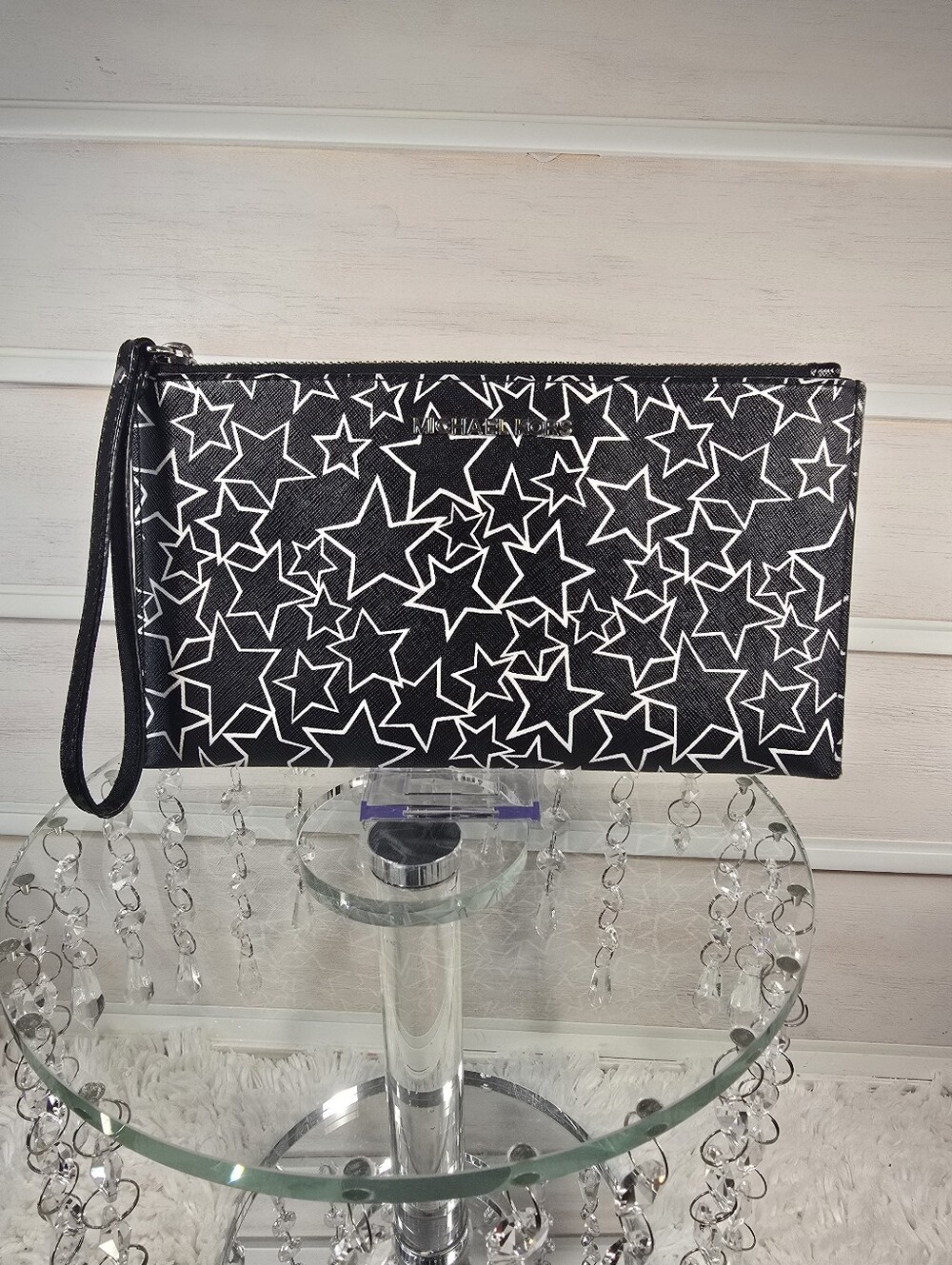 Michael Kors Star Print large Wristlet Clutch - Black & White